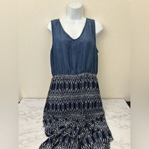 Bluet Maxi Dress Women’s 16 Denim Elastic Waist Blue Sleeveless Pullover​